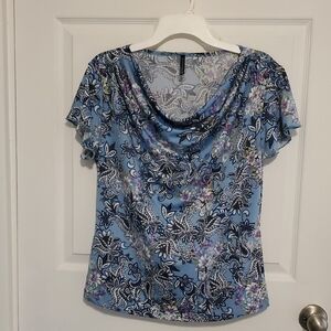 Bleeker & McDougal Elegant Blue Floral Women's Blouse